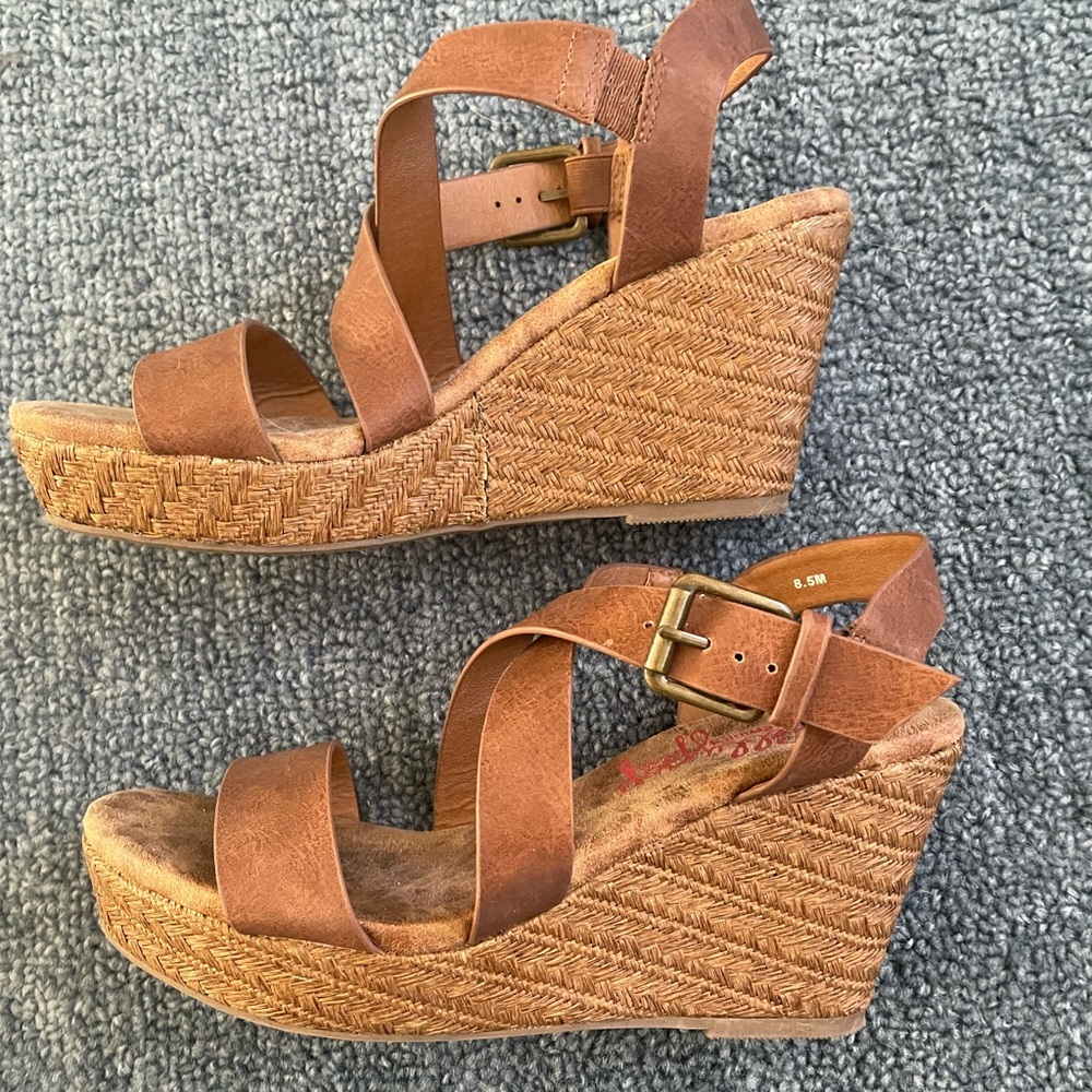 Jelly pop brown wedge sandals size 8.5
